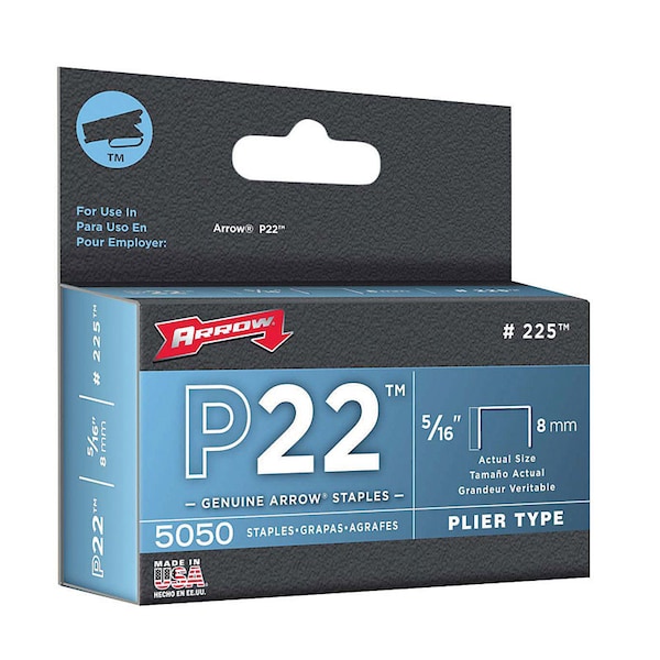 Arrow Fastener Arrow P22 7/16 in. W X 5/16 in. L 24 Ga. Medium Crown Staples 5050 pk 225 - main